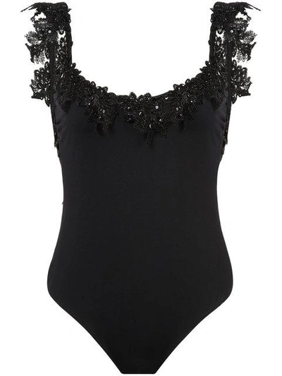 Shop La Reveche Lace Detail One-piece Swimsuit In Black
