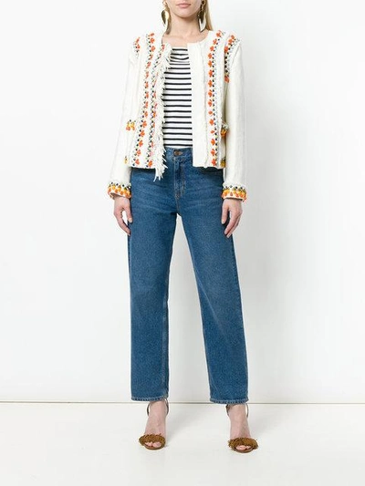 Shop Tory Burch Beaded Fitted Jacket In Neutrals