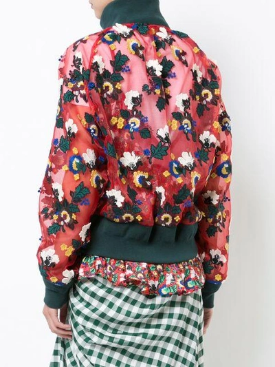 layered floral print bomber jacket