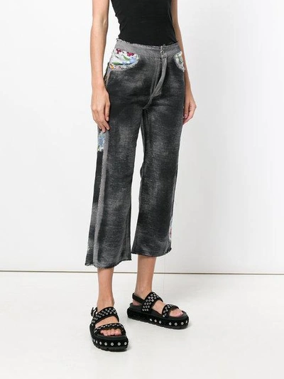 Shop Avant Toi Flared Cropped Floral Trousers