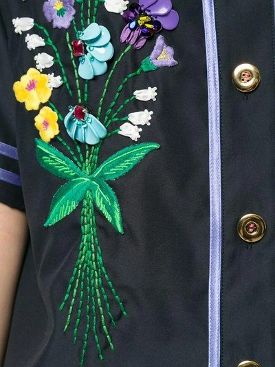 Shop Muveil Button Embroidered Shirt - Black