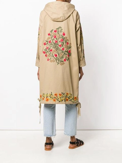 Shop Red Valentino Floral Embroidered Coat - Nude & Neutrals