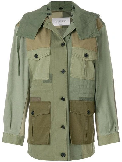 Shop Valentino Patch Army Jacket - Green