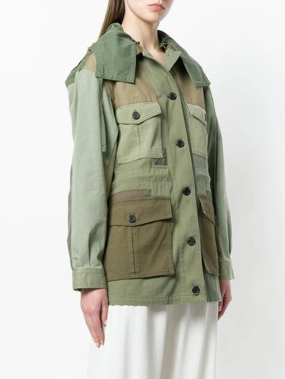 Shop Valentino Patch Army Jacket - Green