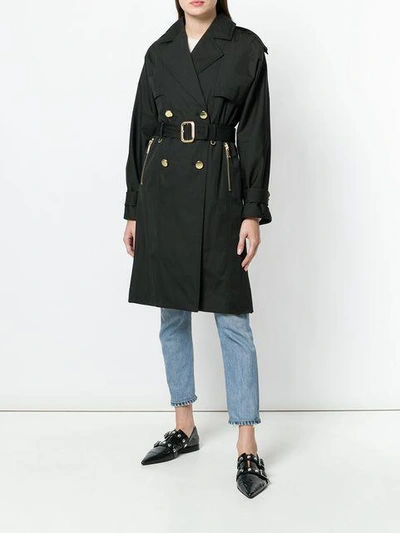Shop Michael Michael Kors Double-breasted Trench Coat In Black