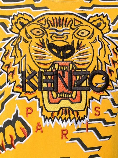 Shop Kenzo Embroidered Tiger Sweatshirt In Yellow & Orange