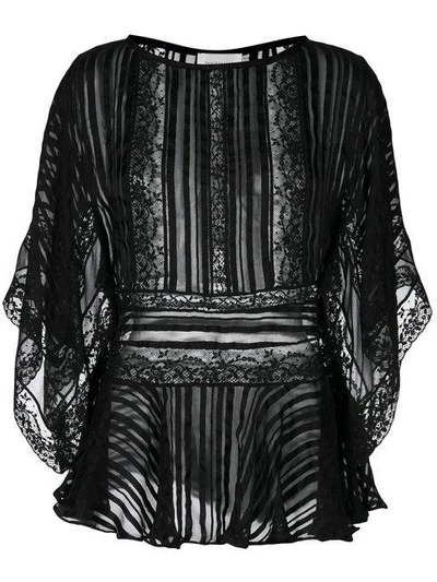 Shop Zimmermann Lace Kaftan Blouse - Black