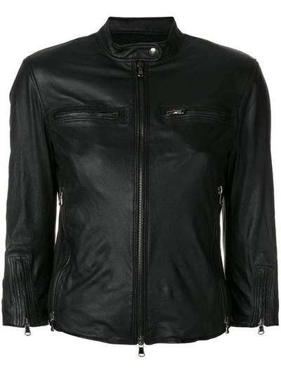 Shop R13 Fitted Leather Jacket In Black