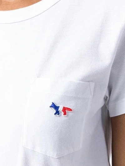 Shop Maison Kitsuné Tricolor Fox Pocket T-shirt - White