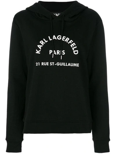 Shop Karl Lagerfeld Logo Print Hoodie In Black