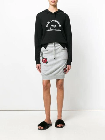 Shop Karl Lagerfeld Logo Print Hoodie In Black