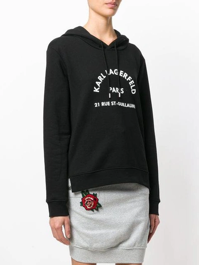 Shop Karl Lagerfeld Logo Print Hoodie In Black