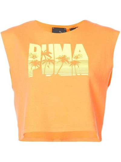 Shop Fenty X Puma Cropped Logo Top - Yellow & Orange
