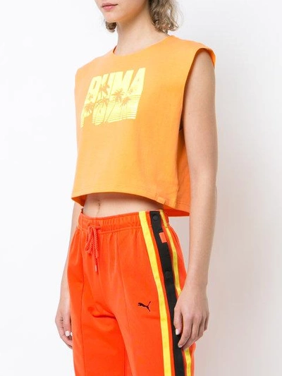 Shop Fenty X Puma Cropped Logo Top - Yellow & Orange