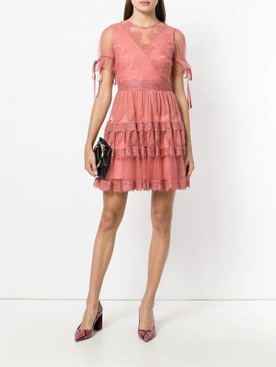 Shop Three Floor Lace Tiered Dress - Pink