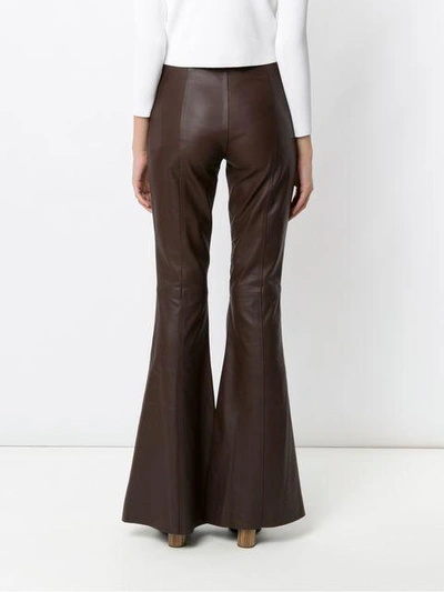 Shop Tufi Duek Leather Flared Trousers In Brown
