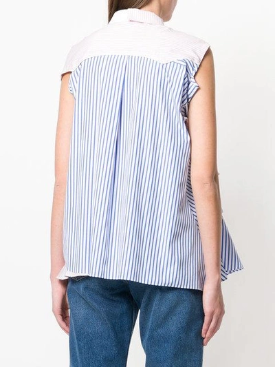 Shop Sacai Asymmetric Striped Flared Shirt