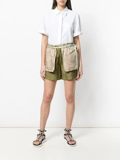 Shop Valentino Layered Shorts In Green