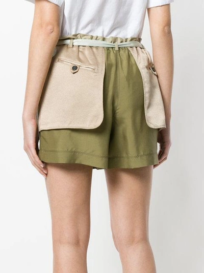 Shop Valentino Layered Shorts In Green