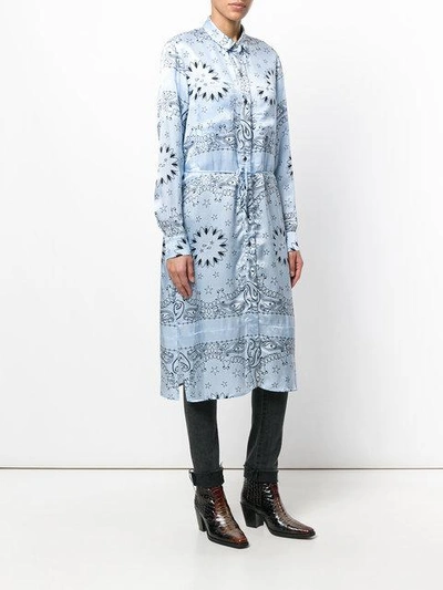 Shop Amiri Western Print Shirt Dress - Blue