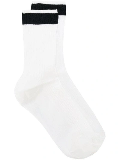 Shop Valentino Knitted Socks In 0n0