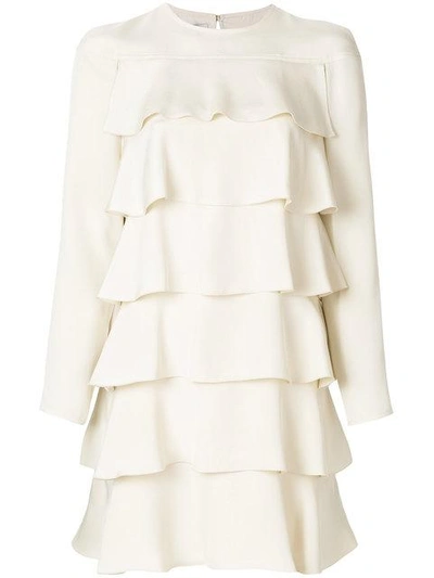 Shop Valentino Ruffle Design Dress - White