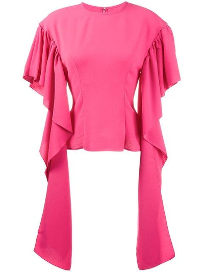Shop Rejina Pyo Kara Blouse With Long Drape Sleeves In Pink