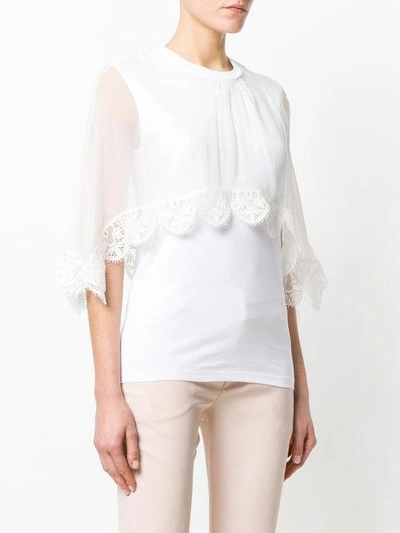 Shop Chloé Lace Trim Cropped T In White