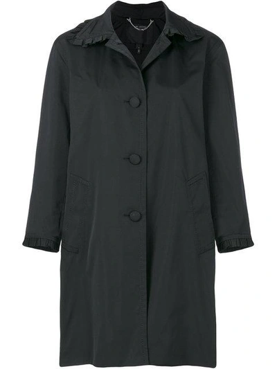 Shop Marc Jacobs Frill Detail Balmacaan Coat - Black
