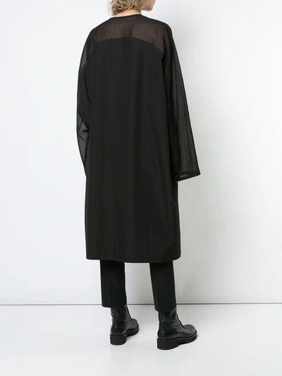 Shop Yohji Yamamoto Collarless Shirt Coat - Black