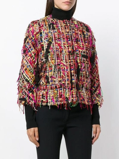 Shop Alexander Mcqueen Cropped Tweed Jacket In Multicolour