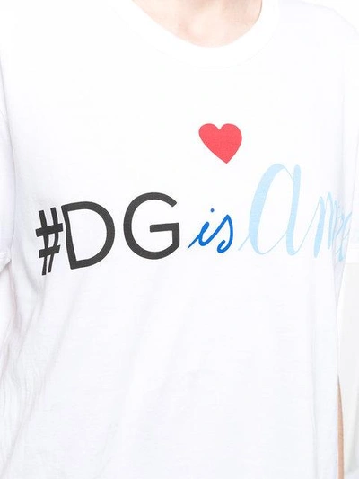 Shop Dolce & Gabbana #dg Is Amore Printed T-shirt In White