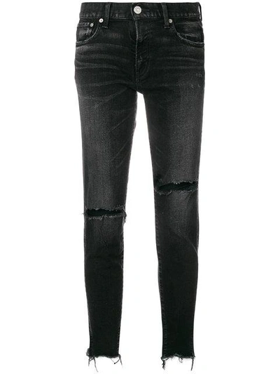 Shop Moussy Vintage Distressed Skinny Jeans - Black