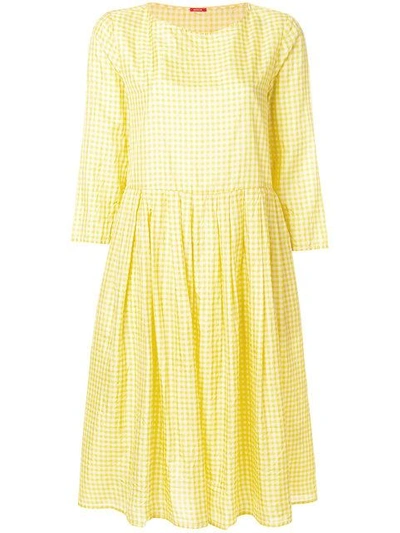 Shop Apuntob Gingham-print Dress In Yellow