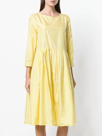 Shop Apuntob Gingham-print Dress In Yellow