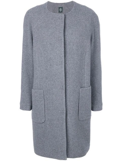 Shop Eleventy Collarless Coat In Grey