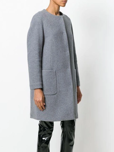 Shop Eleventy Collarless Coat In Grey
