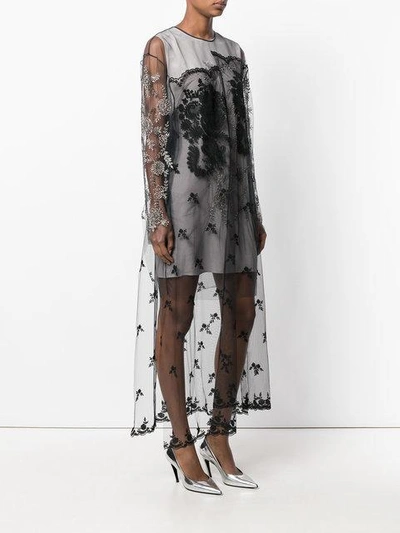 Shop Stella Mccartney Embellished Sheer Lace Dress In Black