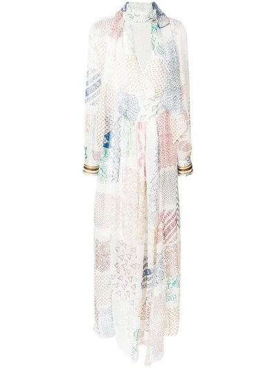 Shop Chloé Scarf Detail Printed Dress In Multicolour