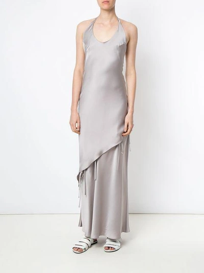 Shop Gloria Coelho Halterneck Gown In Metallic