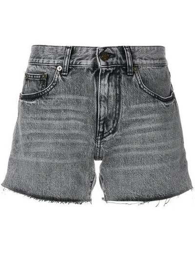 Shop Saint Laurent Faded Mini Shorts In Grey