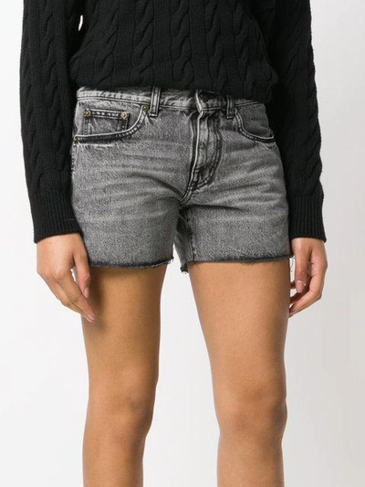 Shop Saint Laurent Faded Mini Shorts In Grey