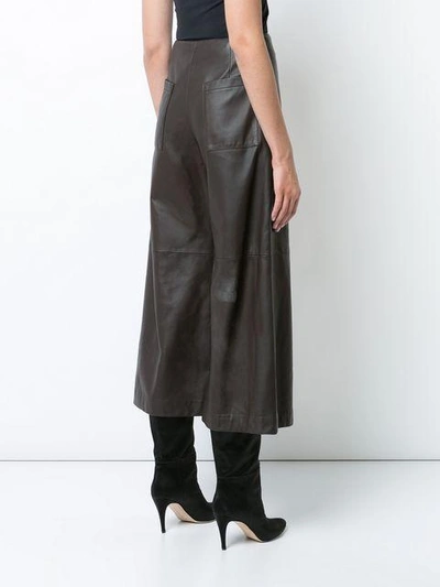 Shop Adam Lippes Leather Wide Leg Cropped Culottes - Brown