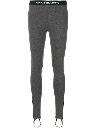 Shop Paco Rabanne Logo-waistband Leggings - Grey
