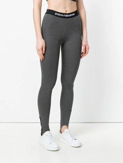 Shop Rabanne Paco  Logo-waistband Leggings - Grey