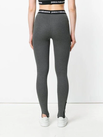 Shop Paco Rabanne Logo-waistband Leggings - Grey