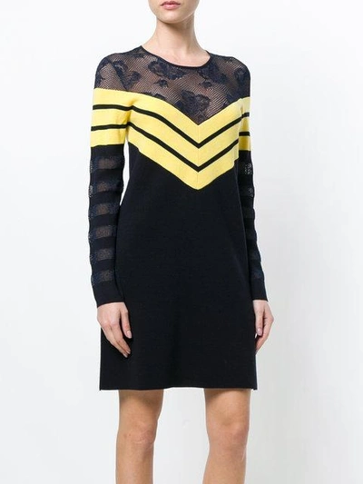 Shop Alexa Chung Chevron Detail Dress - Black