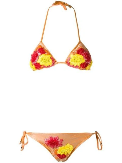 Shop Amir Slama Triangle Bikini Set In Yellow