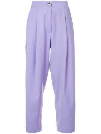 Shop Natasha Zinko Wide-leg Cropped Trousers In Purple