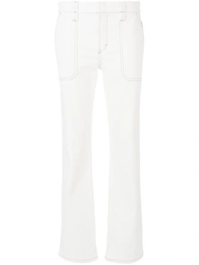 Shop Chloé Exposed Stitch Trousers In White